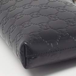 Pre Owned Gucci Black Guccissima Leather Chain Pochette