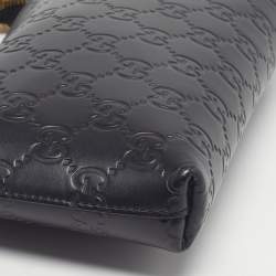 Pre Owned Gucci Black Guccissima Leather Chain Pochette