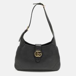Pre Owned Gucci Aphrodite Medium Black Leather Shoulder Bag