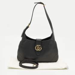 Pre Owned Gucci Aphrodite Medium Black Leather Shoulder Bag