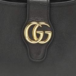 Pre Owned Gucci Aphrodite Medium Black Leather Shoulder Bag