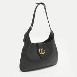 Pre Owned Gucci Aphrodite Medium Black Leather Shoulder Bag