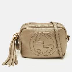 Pre Owned حقيبة غوتشي سوهو ديسكو صغيرة معدنية جلدية كاميرا كروس بودي