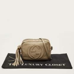 Pre Owned حقيبة غوتشي سوهو ديسكو صغيرة معدنية جلدية كاميرا كروس بودي