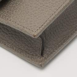 Pre Owned Gucci Interlocking G Grey Leather Wallet on Chain