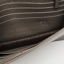 Pre Owned Gucci Interlocking G Grey Leather Wallet on Chain