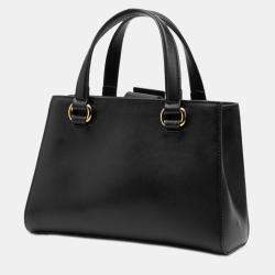 Pre Owned Gucci Black Leather Sylvie Web Top Handle Satchel