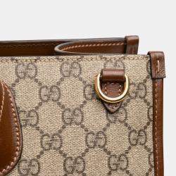 مملوكة مسبقًا Gucci Brown Medium GG Supreme Azalea Calfskin Retro Interlocking G Tote