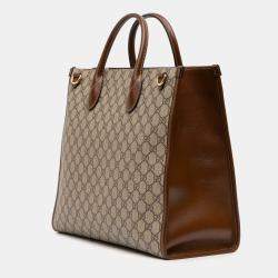 مملوكة مسبقًا Gucci Brown Medium GG Supreme Azalea Calfskin Retro Interlocking G Tote
