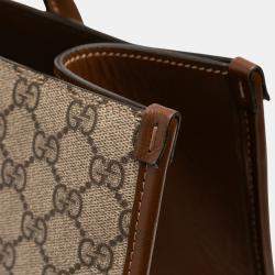 مملوكة مسبقًا Gucci Brown Medium GG Supreme Azalea Calfskin Retro Interlocking G Tote