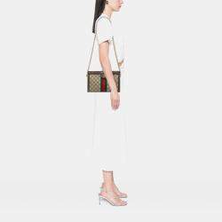 Pre Owned حقيبة كروس غوتشي سلسلة أوفيديا جي جي سوبريم ويب بني صغير