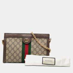 Pre Owned حقيبة كروس غوتشي سلسلة أوفيديا جي جي سوبريم ويب بني صغير