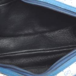 Pre Owned Gucci Vintage White/Blue Micron GG Supreme Canvas and Leather Crossbody Bag