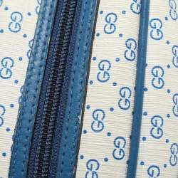 Pre Owned Gucci Vintage White/Blue Micron GG Supreme Canvas and Leather Crossbody Bag