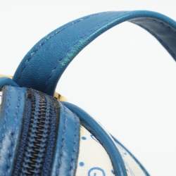 Pre Owned Gucci Vintage White/Blue Micron GG Supreme Canvas and Leather Crossbody Bag