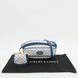 Pre Owned Gucci Vintage White/Blue Micron GG Supreme Canvas and Leather Crossbody Bag