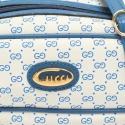 Pre Owned Gucci Vintage White/Blue Micron GG Supreme Canvas and Leather Crossbody Bag