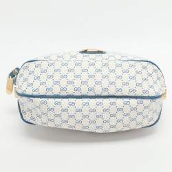 Pre Owned Gucci Vintage White/Blue Micron GG Supreme Canvas and Leather Crossbody Bag