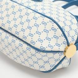 Pre Owned Gucci Vintage White/Blue Micron GG Supreme Canvas and Leather Crossbody Bag