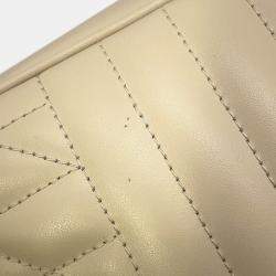 Pre Owned Gucci Gg Marmont Chain shoulder Bag White/Beige Leather Size Small