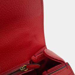 Pre Owned Gucci Music Is Mine Bamboo 3Way Handbag Red/Ivory Leather Canvas Size Medium