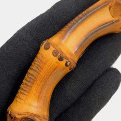 Pre Owned Gucci Music Is Mine Bamboo 3Way Handbag Red/Ivory Leather Canvas Size Medium