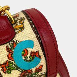 Pre Owned Gucci Music Is Mine Bamboo 3Way Handbag Red/Ivory Leather Canvas Size Medium