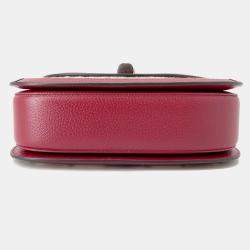 Pre Owned Gucci Music Is Mine Bamboo 3Way Handbag Red/Ivory Leather Canvas Size Medium