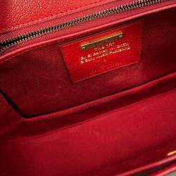 Pre Owned Gucci Music Is Mine Bamboo 3Way Handbag Red/Ivory Leather Canvas Size Medium