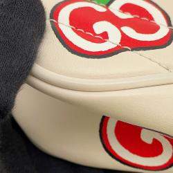 Pre Owned Gucci GG Marmont Apple Shoulder Bag White/Red/Beige Leather Size Small