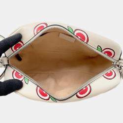 Pre Owned Gucci GG Marmont Apple Shoulder Bag White/Red/Beige Leather Size Small