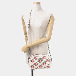 Pre Owned Gucci GG Marmont Apple Shoulder Bag White/Red/Beige Leather Size Small