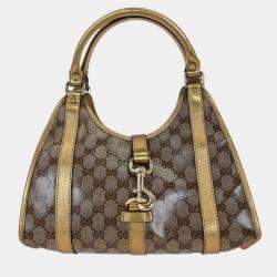 مملوكة مسبقًا حقيبة غوتشي جي جي كريستال بنية وذهبية