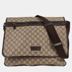 Pre Owned حقيبة كتف غوتشي GG قماش بيج وجلد