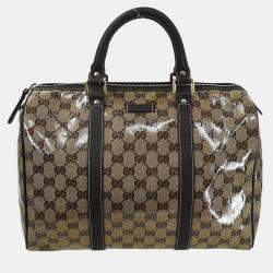 Pre Owned Gucci Brown GG Crystal Duffle Handbag