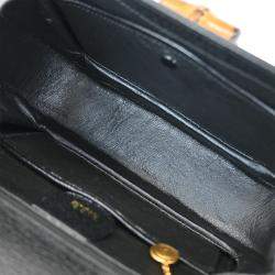 Pre Owned Gucci Black Pigskin Bamboo 2way Handbag
