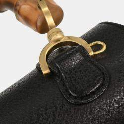 Pre Owned حقيبة يد 2 في 1 بامبو جلد خنزير أسود غوتشي