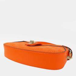 Pre Owned Gucci Orange Mini GG Canvas Moon Side Shoulder Bag
