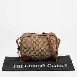 Pre Owned Gucci Bree Brown/Beige GG Canvas and Leather Crossbody Bag