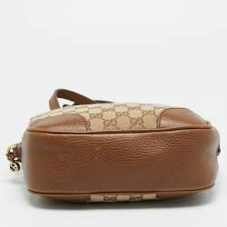 Pre Owned Gucci Bree Brown/Beige GG Canvas and Leather Crossbody Bag