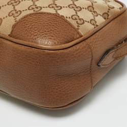 Pre Owned Gucci Bree Brown/Beige GG Canvas and Leather Crossbody Bag