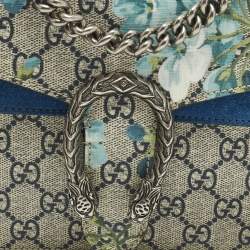 Pre Owned Gucci Dionysus Mini Blue/Beige GG Supreme Blooms Canvas and Suede Shoulder Bag