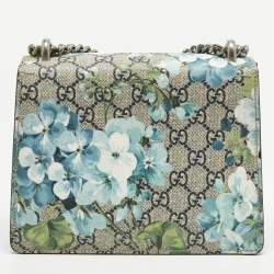 Pre Owned Gucci Dionysus Mini Blue/Beige GG Supreme Blooms Canvas and Suede Shoulder Bag
