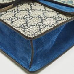 Pre Owned Gucci Dionysus Mini Blue/Beige GG Supreme Blooms Canvas and Suede Shoulder Bag