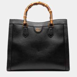 Pre Owned حقيبة غوتشي ديانا بامبو جلد العجل سوداء متوسطة