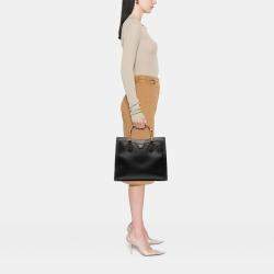 Pre Owned حقيبة غوتشي ديانا بامبو جلد العجل سوداء متوسطة