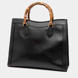 Pre Owned حقيبة غوتشي ديانا بامبو جلد العجل سوداء متوسطة