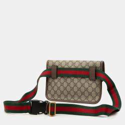 Pre Owned حقيبة خصر غوتشي "نيو فينتاج" قماش جي جي سوبريم بني مع شريط ويب