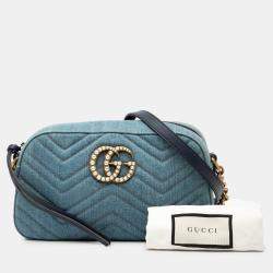Pre Owned حقيبة كروس غوتشي دِنيم ماتلاسيه GG لؤلؤي صغير أزرق