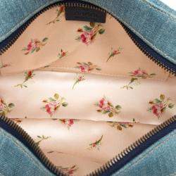 Pre Owned حقيبة كروس غوتشي دِنيم ماتلاسيه GG لؤلؤي صغير أزرق